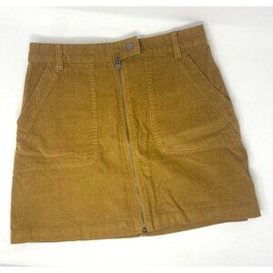 Nordstrom BP Corduroy Mustard Mini Skirt Size Small Zip Front Fall School Preppy